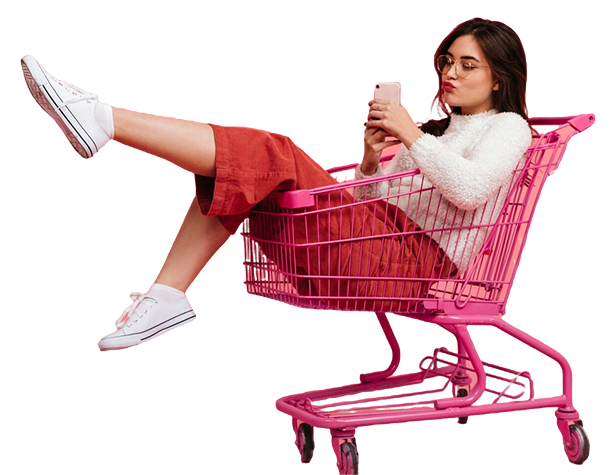 Junge Frau die einen Einkauf tätigt